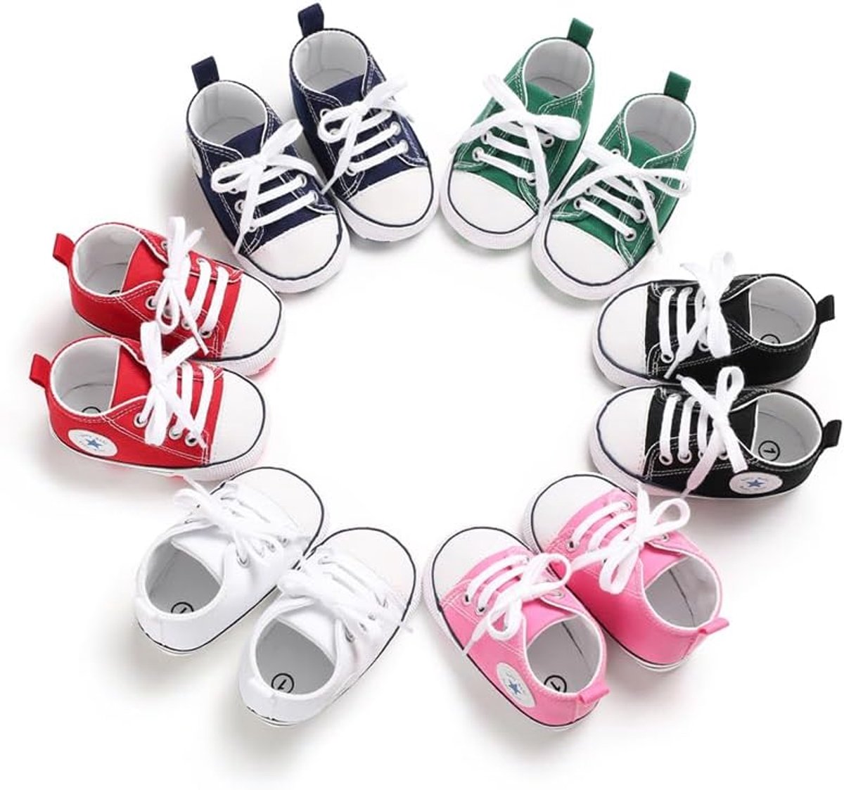 SnelShoppen - Baby Gymnastics Schoenen - Canvas Eerste Stapjes Schoenen voor Meisjes en Jongens - Non-Slip Peutersneakers met Sterrenpatroon - 0-6 maa