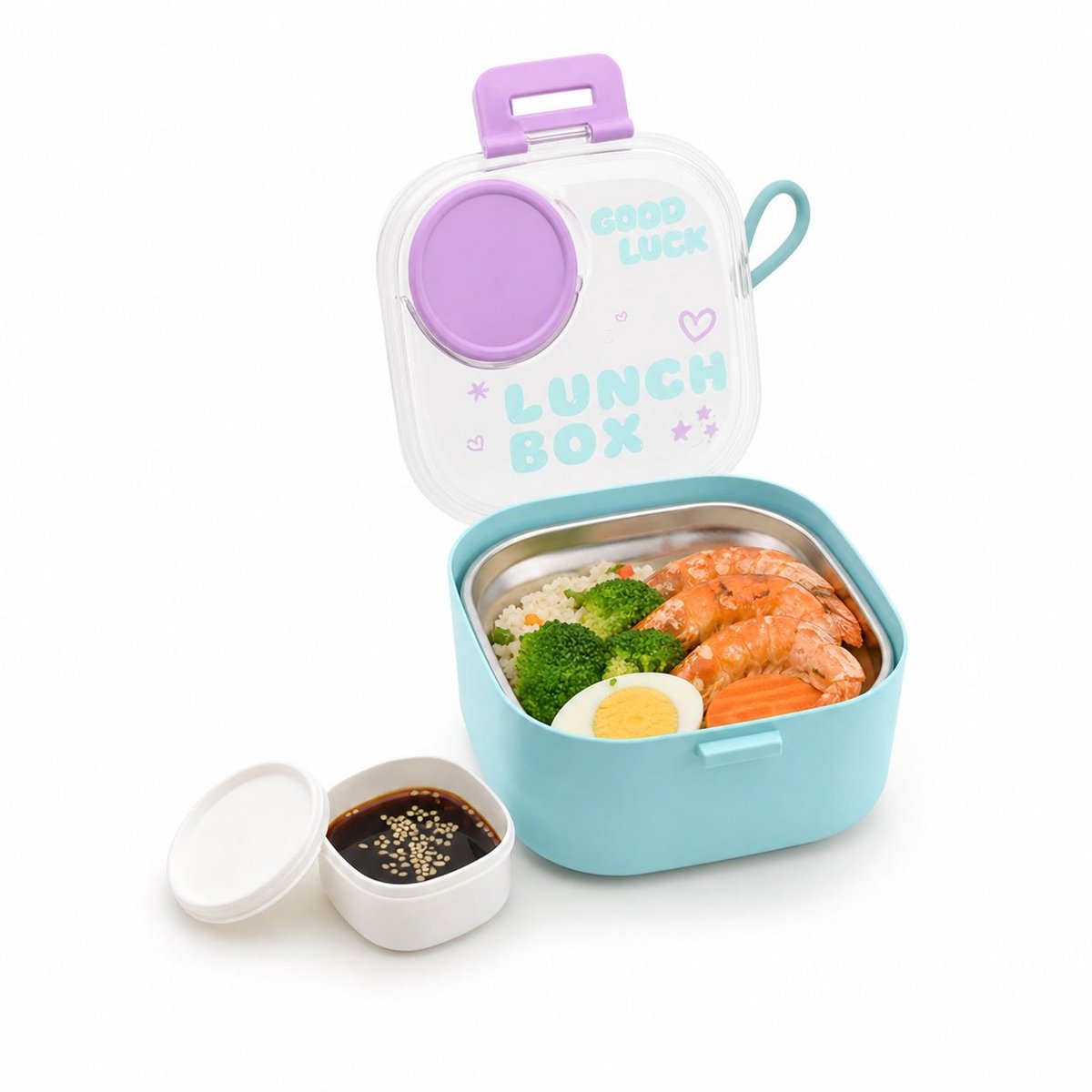 VHV - Broodtrommel - Lunchbox - Lunchbox - 815ml - 304 RVS Broodtrommel met Sausbakje - Lichtgewicht & Compact - Lekvrije Voedselcontainer voor Onderweg, School & Kantoor - BPA-vrij - 15.3x14x8.2 cm