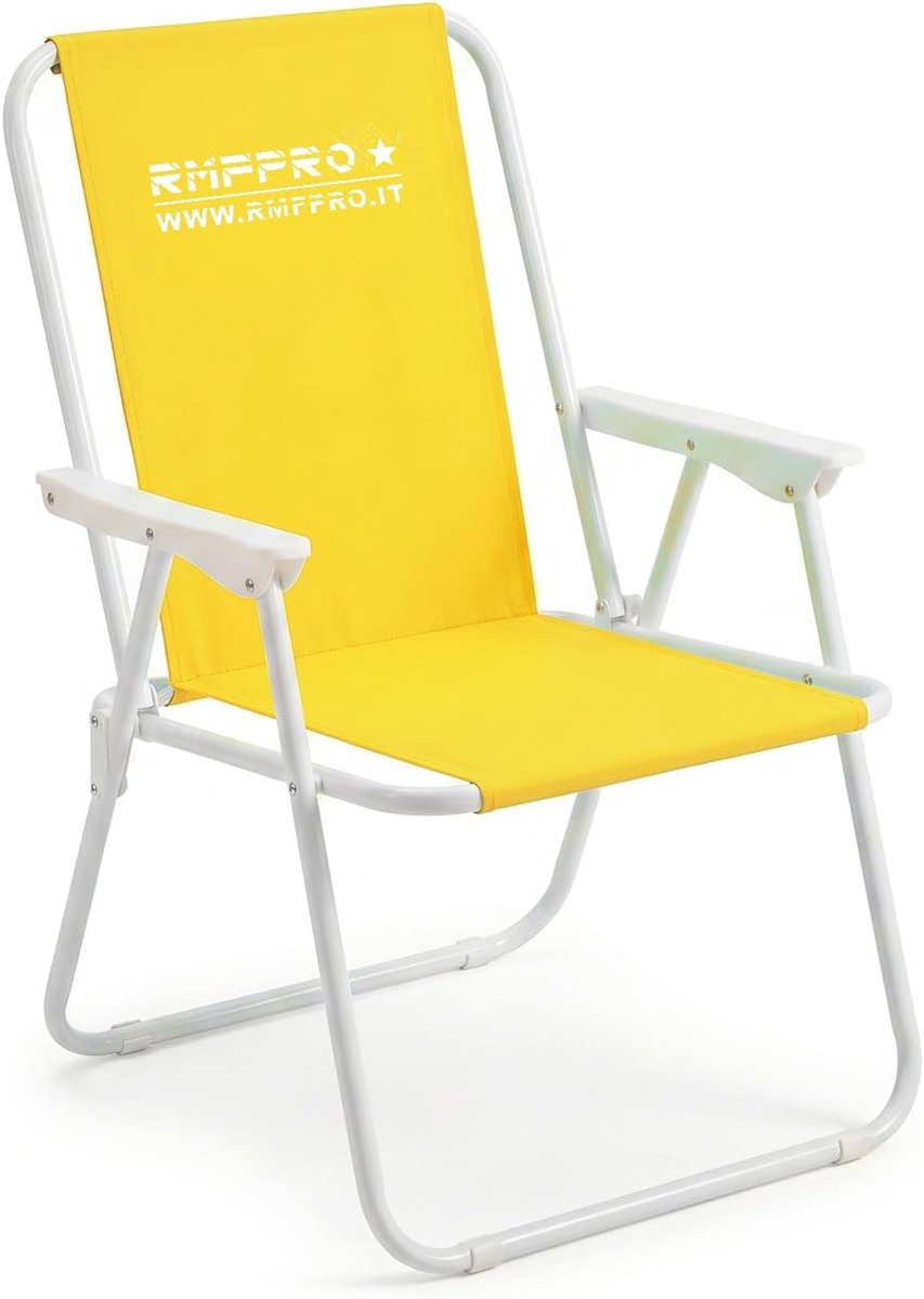 SnelShoppen - Opvouwbare Strand- en Zeestoelen met Armleuningen, Robuuste Metalen Structuur, Geel, Max Belasting 120 kg, Perfect voor Camping, Tuin, P