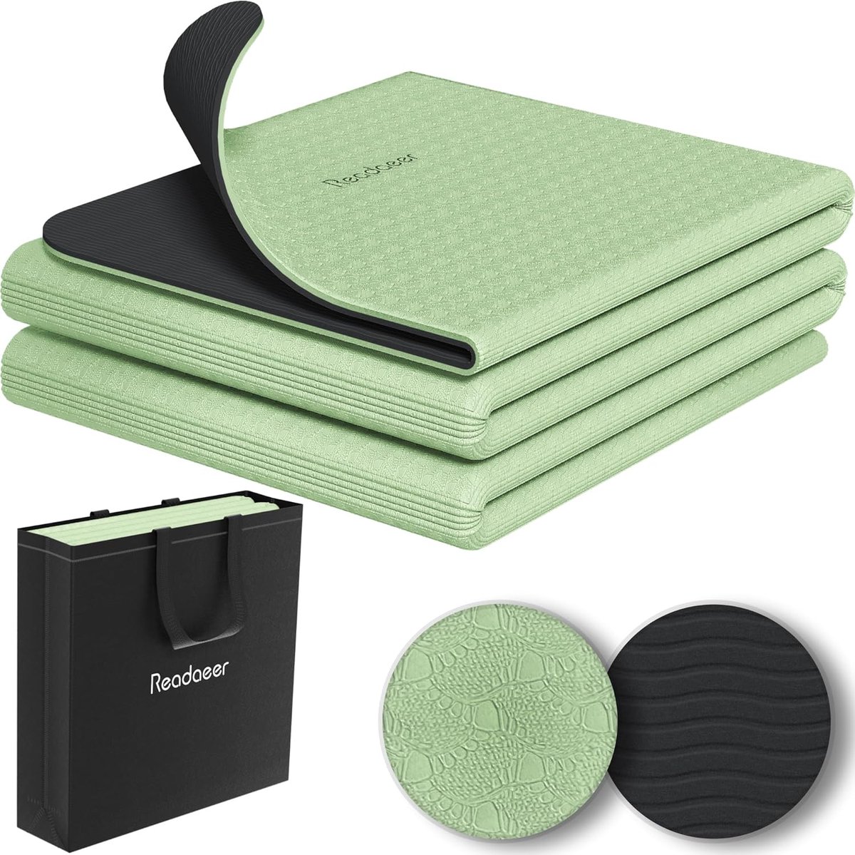 SnelShoppen - Opvouwbare Yogamat voor Onderweg - Tweekleurige Antislip TPE Oefenmat - 6 mm Dikte - Inclusief Draagtas - 183 cm x 61 cm - Ideaal voor Y