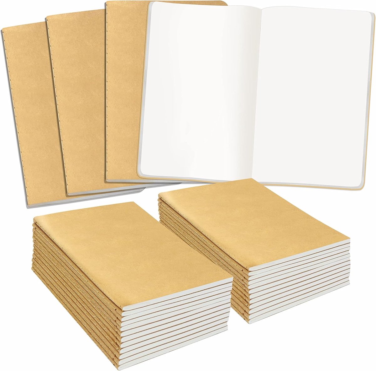 SnelShoppen - 48 A6 Pocket Notitieboek met Lege Kraft Cover - Creatief Notitieboek voor Kantoor, Thuis, School of Zaken (48 Pagina's, 10 x 14,5 cm)