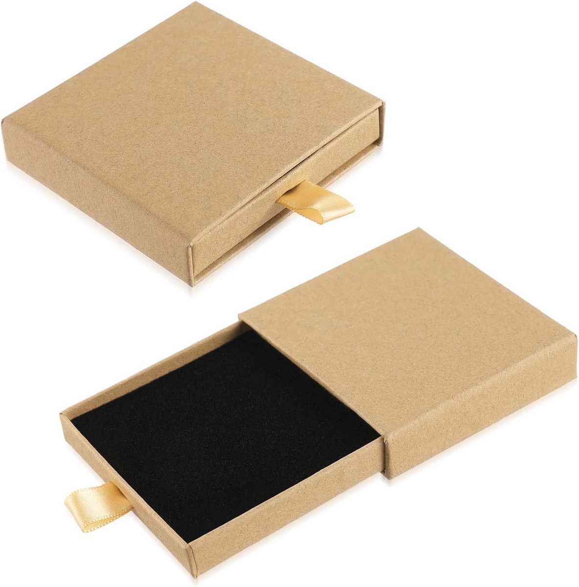 SnelShoppen - 2 Pack Sieraden Geschenkdozen Lichtbruin - Kleine Papieren Dozen voor Armbanden, Oorbellen, Kettingen - 8 x 7,5 x 1,85 cm - Perfect voor