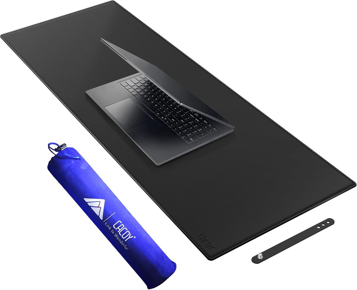 SnelShoppen - Grote PU-lederen bureau-onderleggers - Waterdichte muismat voor kantoor en thuis - Zwart - Desk protector - Ideaal voor gamers en profes