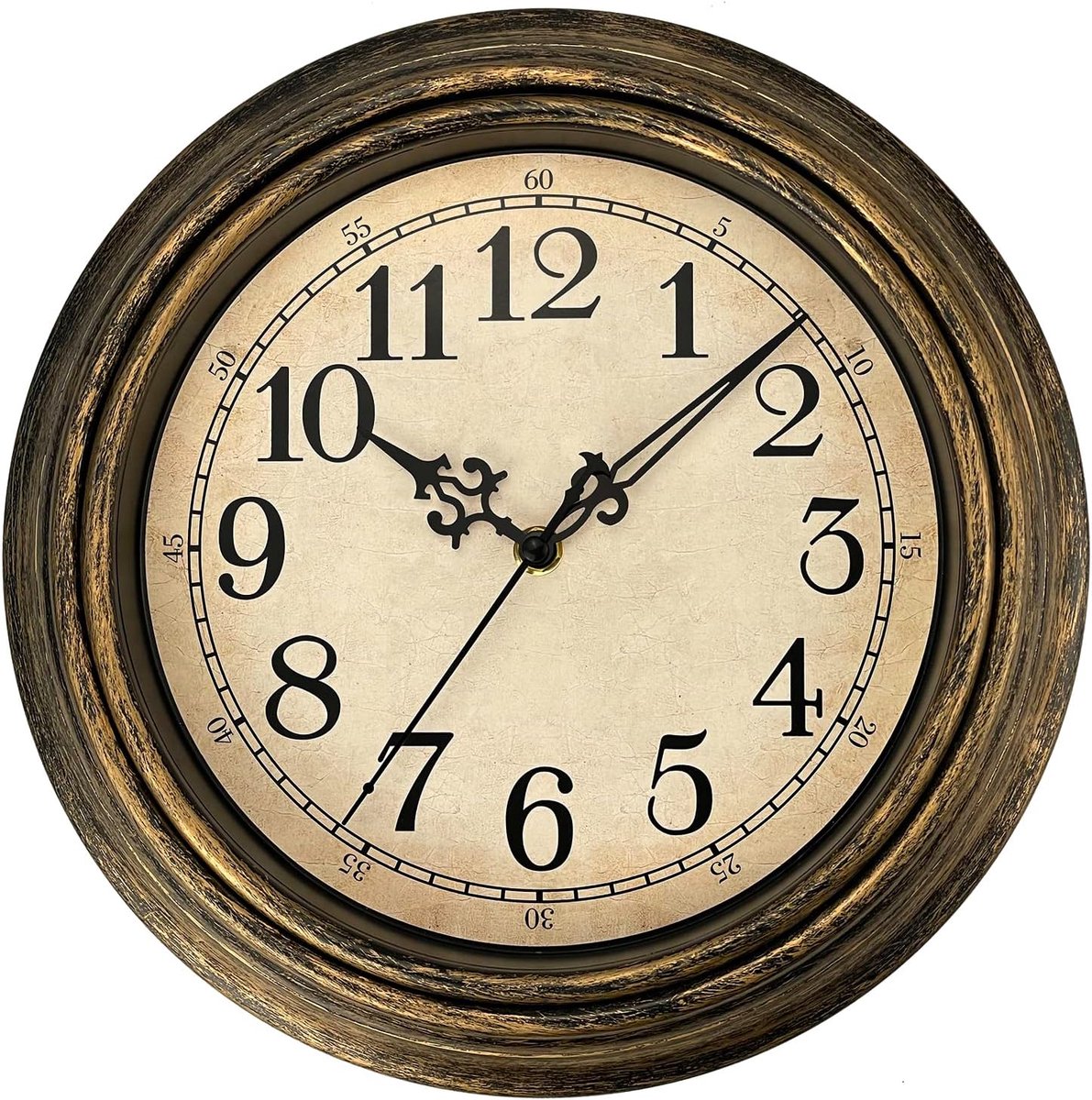 SnelShoppen - Retro Wandklok 30 cm, Stille Vintage Muurklok, Decoratief voor Keuken, Woonkamer en Slaapkamer, Batterij Aangedreven, Bruin