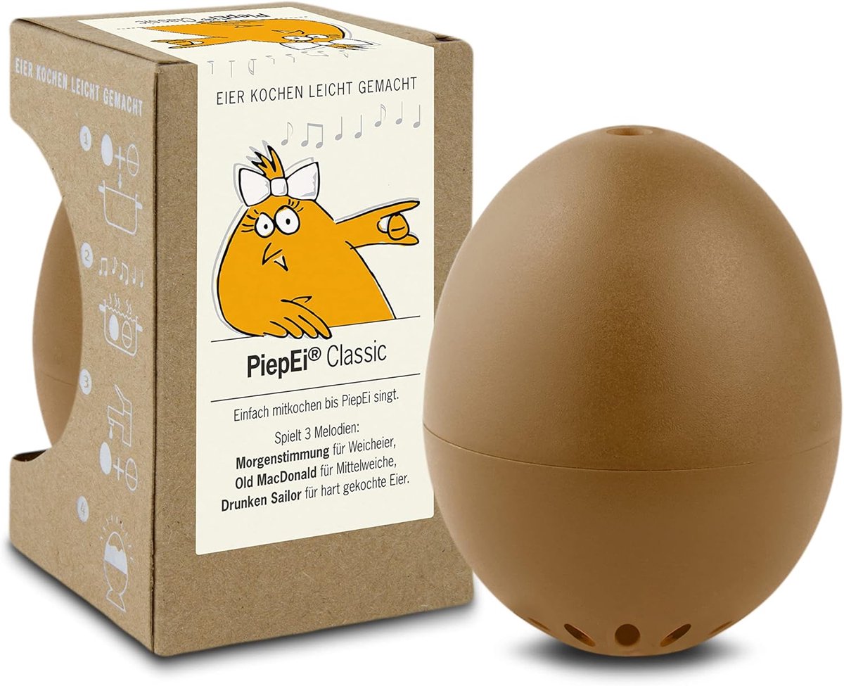 SnelShoppen - PiepEi Keuken Timer - Kookwekker - Bruin - Perfect Gekookte Eieren - 3 Melodieën - Makkelijk in Gebruik - Voor Koken en Eieren