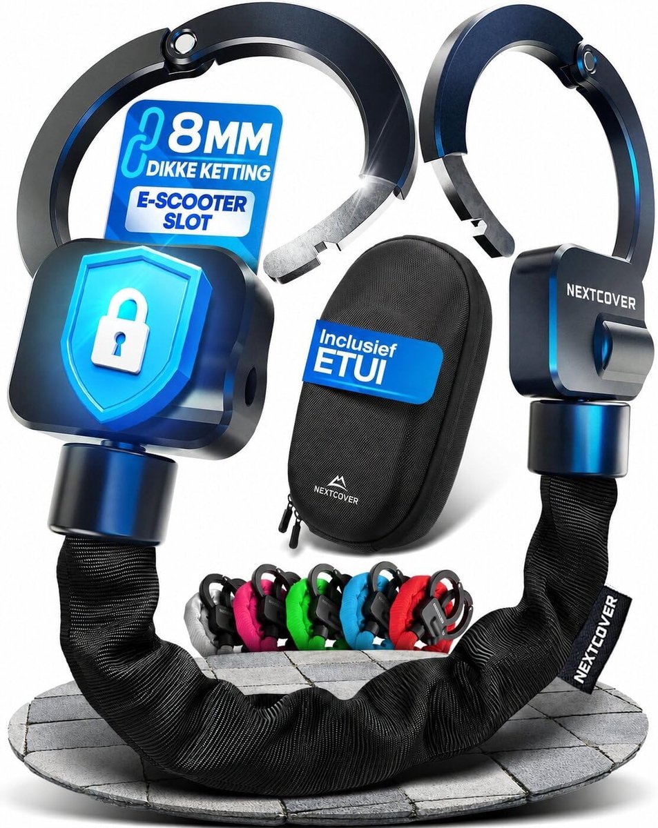 SnelShoppen - E-Scooter Slot met Tas | Staal-Beveiliging Technologie | Handboeien Slot voor E-Scooter, E-Bike | Robuuste Kettingslot | Accessoires voo