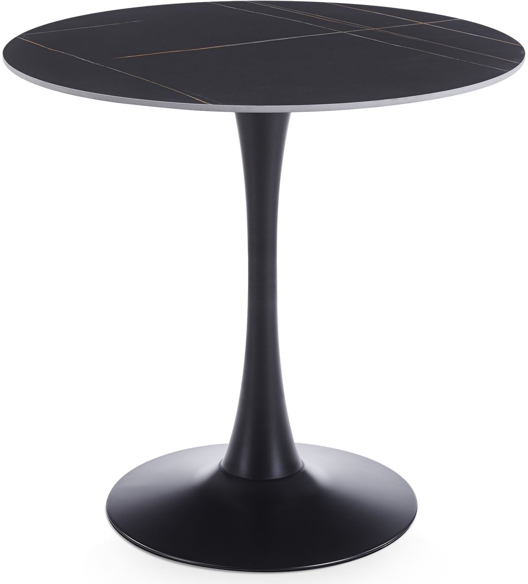 Eettafel LOIRE, rond, 80 cm, met keramisch tafelblad – zwart