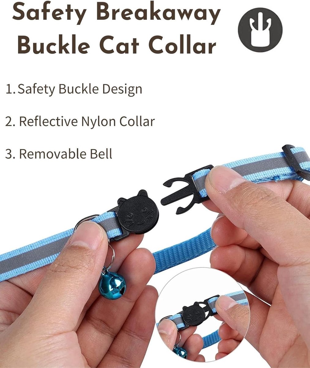 SnelShoppen - Reflecterende Airtag Kattenhalsband met Airtag Houder en Bel, Lichtgewicht Kat Tracker Halsband, Veiligheidsgesp voor Kat, Hond, Kitten,