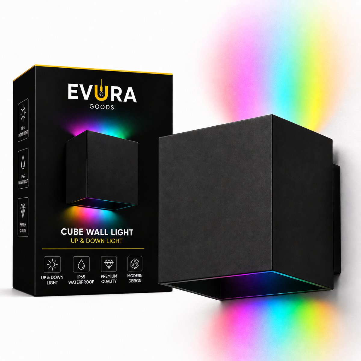 Evura Goods - RGBW Wandlamp Buiten - Zwart - Up Downlight - IP65 - Tuya App