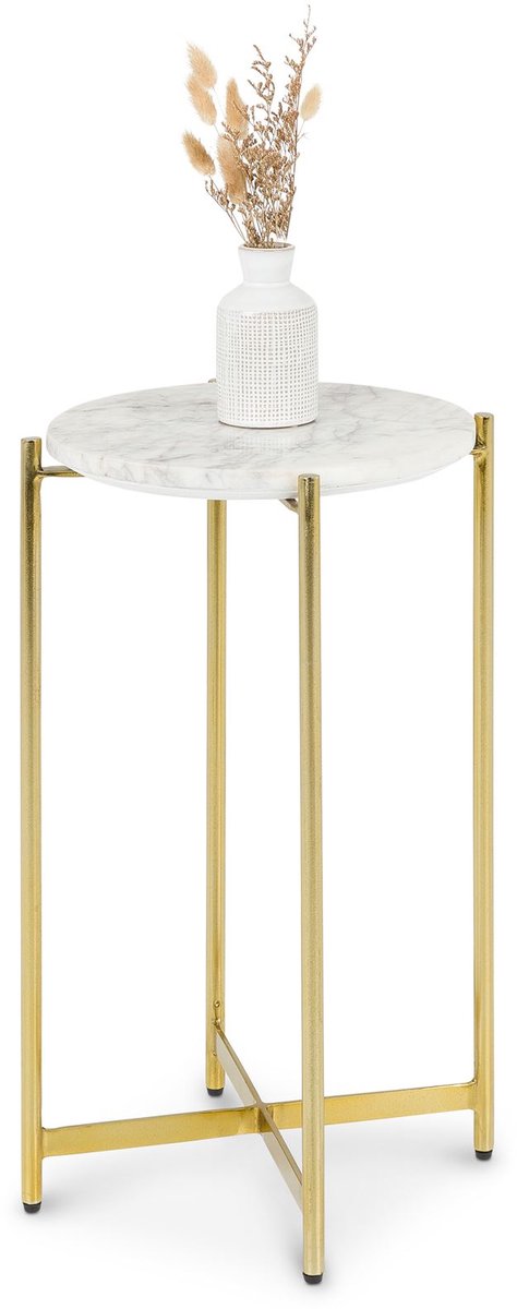 Bijzettafel CRATO met marmeren blad – brons/wit