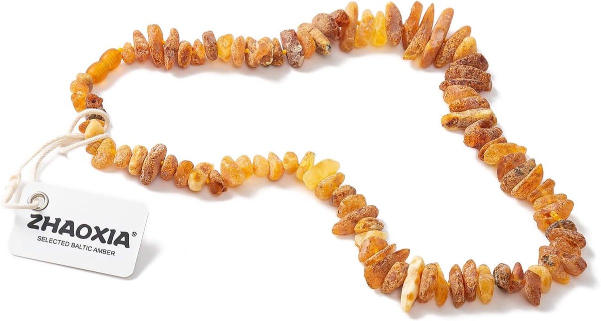 SnelShoppen - Amber halsband voor honden en katten - 100% natuurlijke Baltische amber kralen - 47 cm - Handgemaakt - Stijlvol en comfortabel