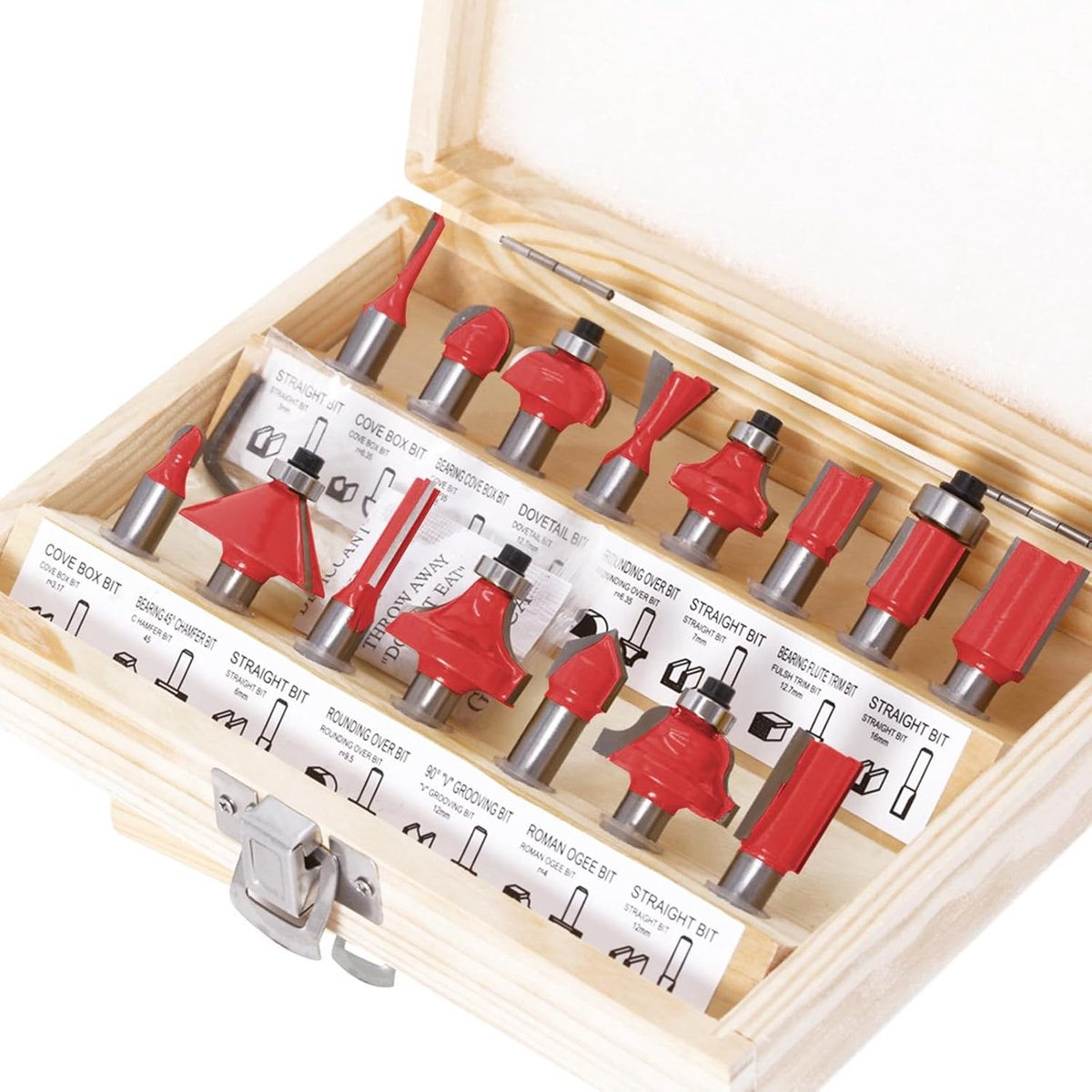 SnelShoppen - Freesset voor Bovenfrezen 15-delig - Houtfreesbits 6 mm Schacht - Houtbewerkingsgereedschap voor Beginners - Industriële Kwaliteit met H