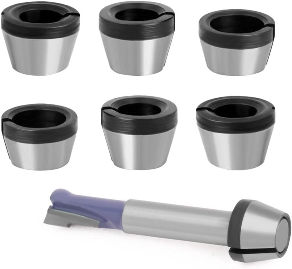 SnelShoppen - Router Collet Holder 6-delige Collet Adapter Set, Hoogwaardige Staal, 6mm, 6.35mm, 8mm, Voor Houtbewerking, Trimmer Tool, Duurzaam en Fl