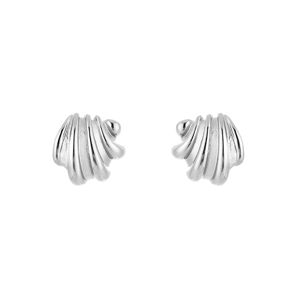 Stainless Steel Chique Oorbellen – Elegante & Ribbelige Oorstekers - RVS - Zilver