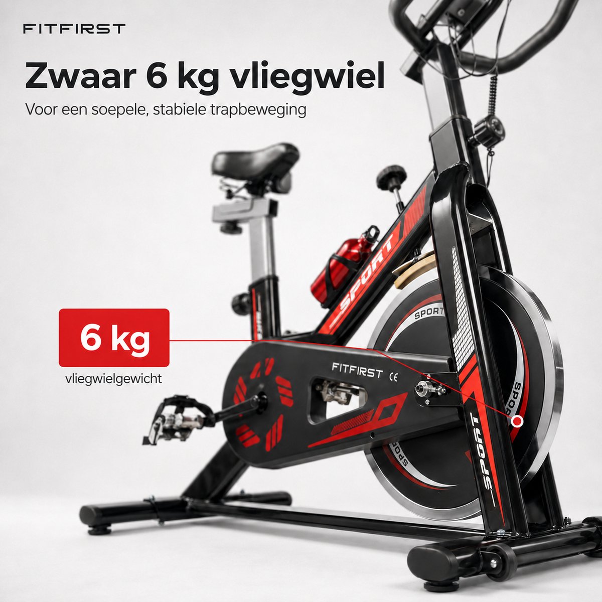 FitFirst Rider 3 Hometrainer Rood met Trainings Apps - afbeelding 2