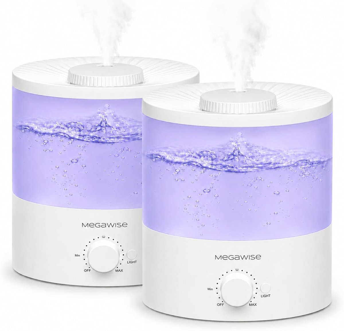 SnelShoppen - 2 Pack van 2L Cool Mist Luchtbevochtiger, Topvulling, Nano Fijne Mist, Lekvrij voor Baby, Slaapkamer, Woonkamer, Yoga, Aromatherapie, LE