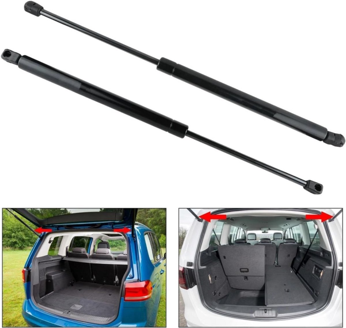 3L -Set van 2 Achterklep Gasveren voor Volkswagen Touran 1T1 / 1T2 (2003-2010) – Kofferbak Gasdrukveren – Vervangt OEM 1T0827550A