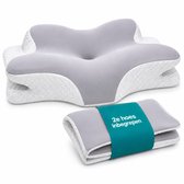 ADSafety Hoofdkussen - Incl. Extra Hoes - Vlinderkussen - Hoofdkussen Nekklachten - Ergonomisch Kussen - Nekkussen Memory Foam - Traagschuim Slaapkussen