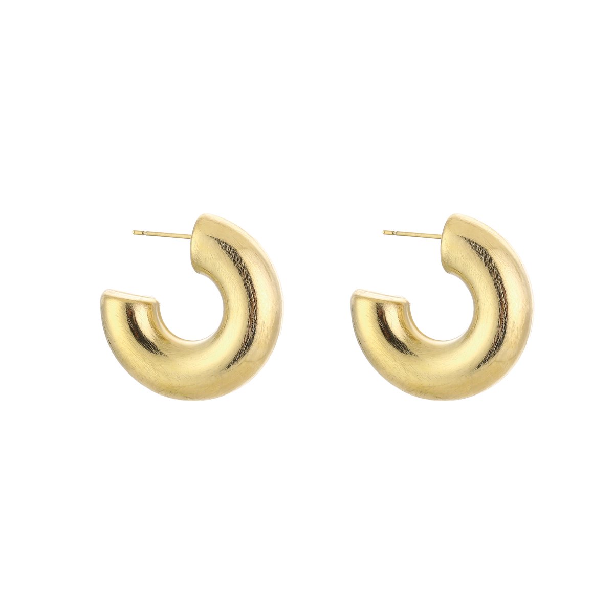 Stainless Steel Volume Oorringen – Trendy & Minimalistische Dikke Knopjes - RVS - Goud