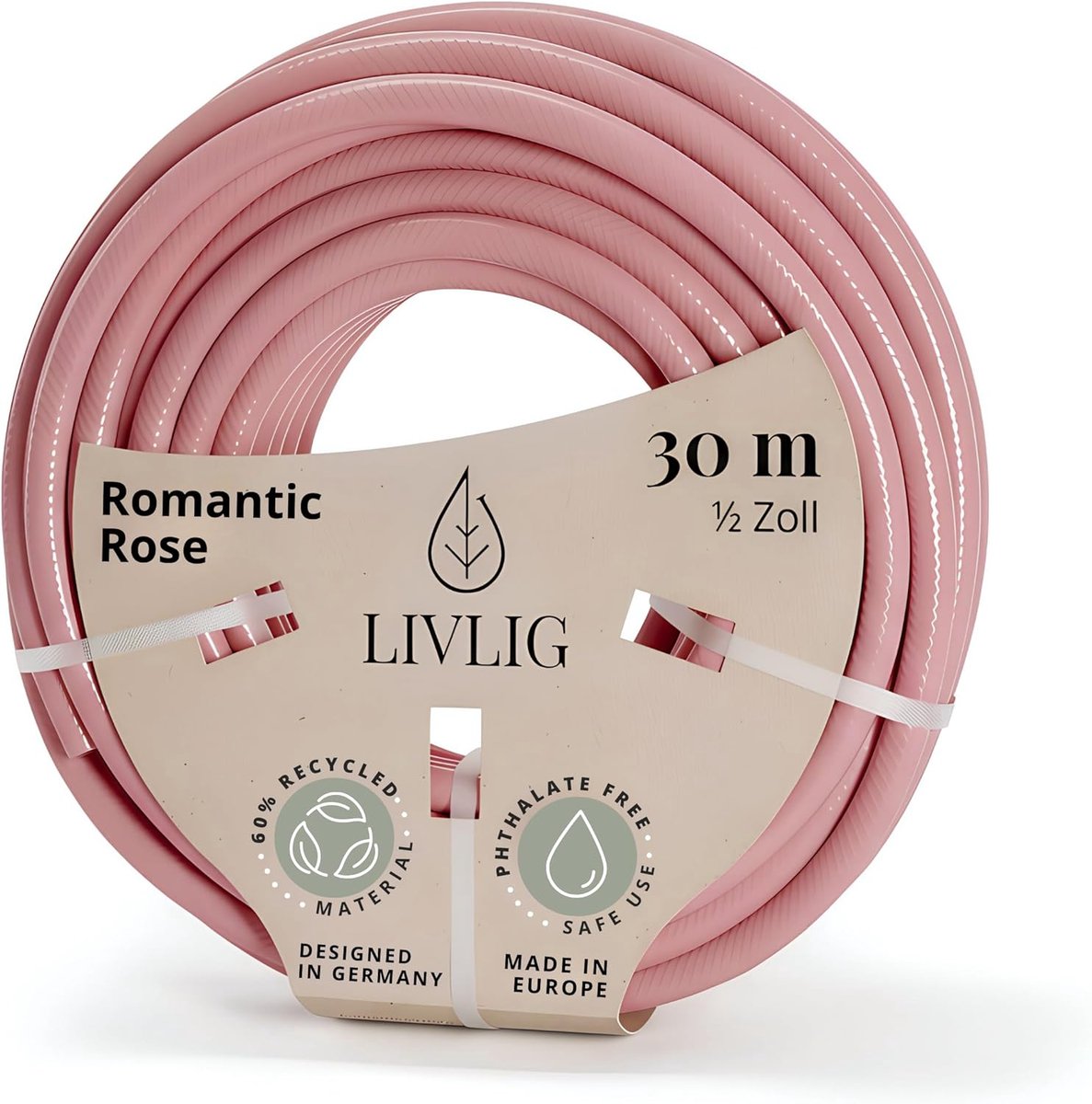 SnelShoppen - Tuinslang 30 m 1/2 Inch - Flexibele Water Hose van Gerecycled PVC - Kleur Pink - Duurzaam en Phthalaatvrij - Perfect voor Tuin en Buiten