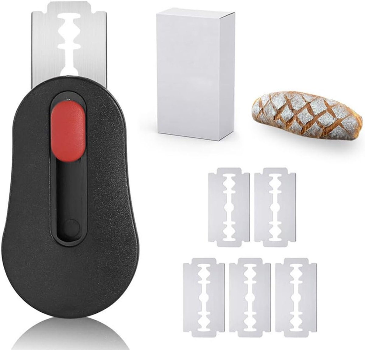 SnelShoppen - 6-delige Broodmessenset met Deegmes, Bakmes, Roestvrij Staal, Magnetisch Uittrekmechanisme, Zuurdesem Markeringsgereedschap, Bakaccessoi