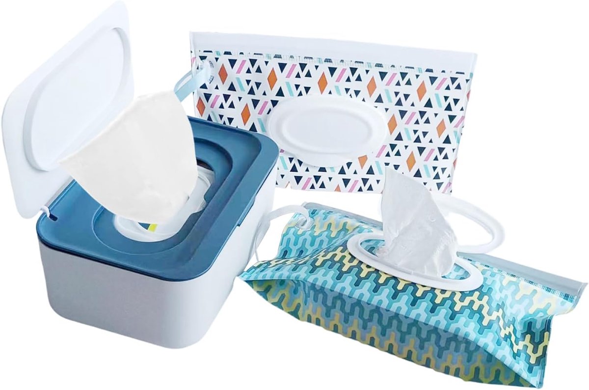 SnelShoppen - Pack van 2 Herbruikbare Natdoeken voor Badkamer, Vochtige Doek Dispenser met Silicoenen Dichting, Perfect voor Babyshowers en Kantoor