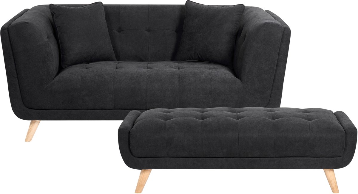 HABO - 2-zitsbank met ottomaan - Zwart - Polyester