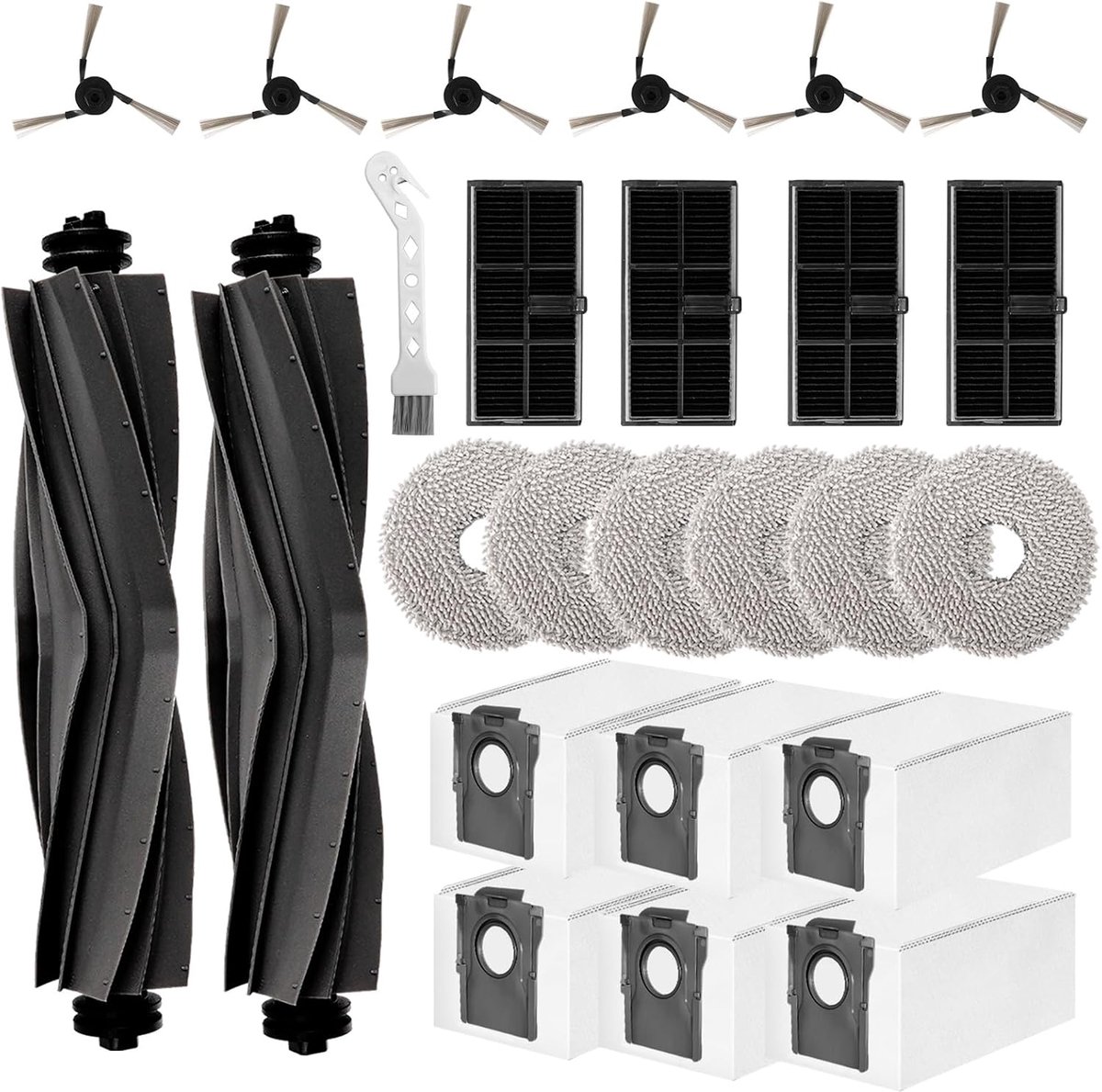 SnelShoppen - 25 Delen Accessoire Set voor Robotstofzuiger - Vervangende Hoofdborstels, Dustbags, Zijborstels, Mopdoeken, Filters - Compatibel met Div