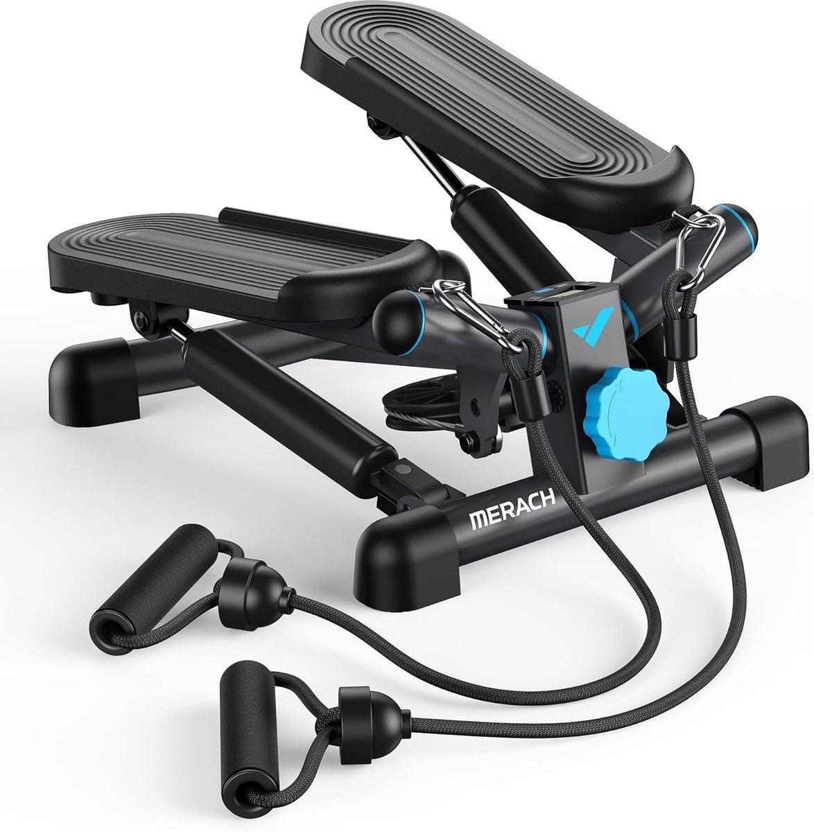 SnelShoppen - 2-in-1 Mini Stepper met LCD Monitor, Tot 150kg, Updown Swing Stepper met Power Ropes voor Effectieve Leg/Arm/Butt Training