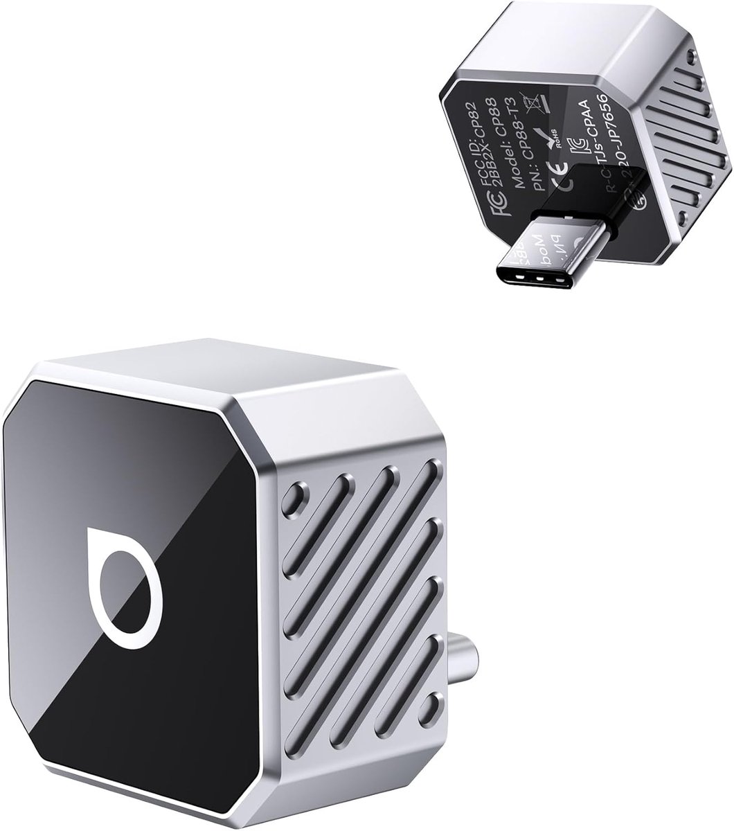 SnelShoppen - Ottocast Mini Cube 3.0 Wireless CarPlay Adapter - Ultra-Mini USB-C Dongle, Draadloze Verbinding in 5-8s, Geheugen voor Twee Telefoons, C