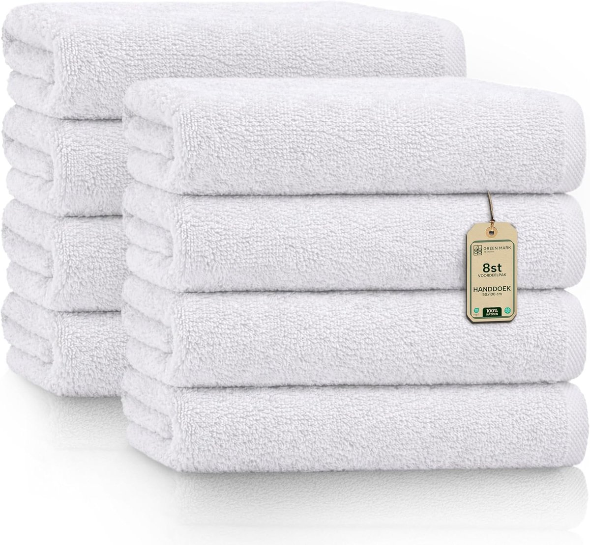 SnelShoppen - Set van 8 Handdoeken - 100% Katoen, Zacht en Zeer Absorberend, Premium Badhanddoeken voor Badkamer, Spa en Gym, 50x100cm, Wit
