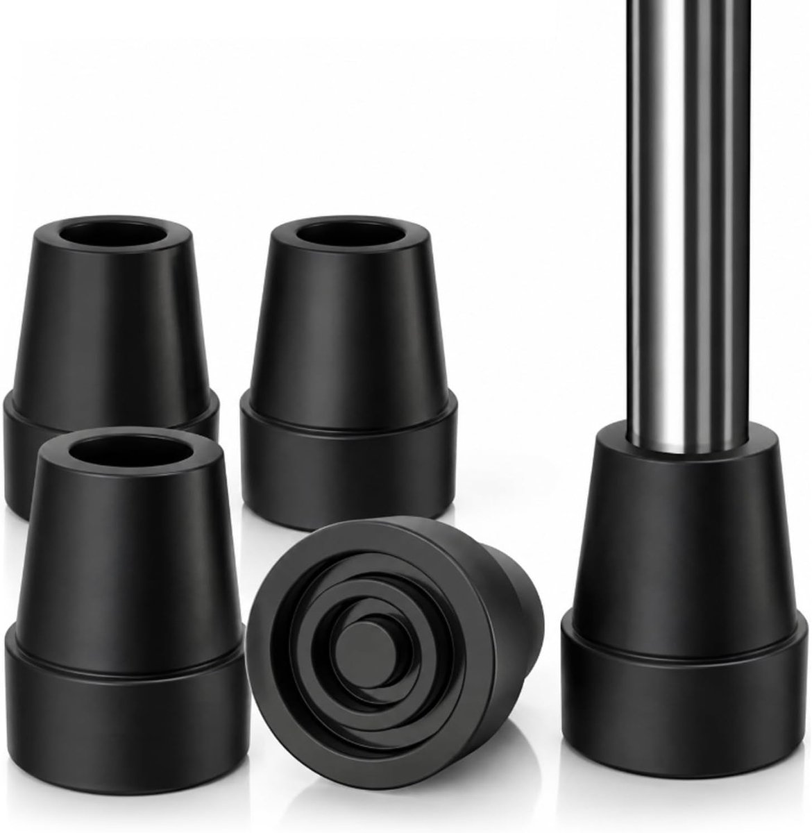 SnelShoppen - Rubber Caps for Stools - 4 Stuks Zware Rubber Vervangende Voetjes voor Stools, Loopstokken en Renstokken, Antislip en Duurzaam, Zwart, 2