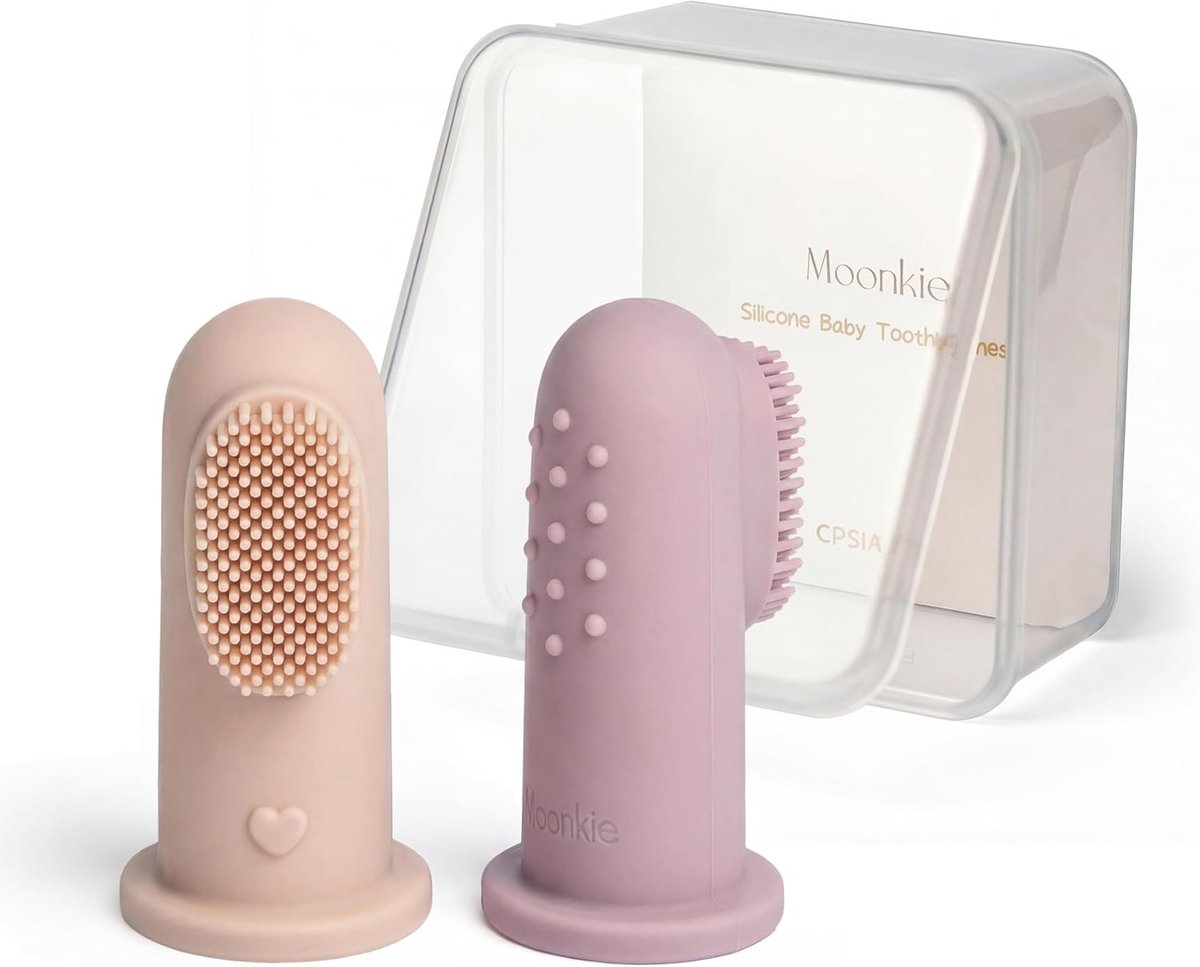 SnelShoppen - Baby Tandenborstel Set van 2 - Silicone Vinger Tandenborstel - BPA Vrij - Zacht en Comfortabel voor Tandjes en Tandvlees - 3 Maanden+ -