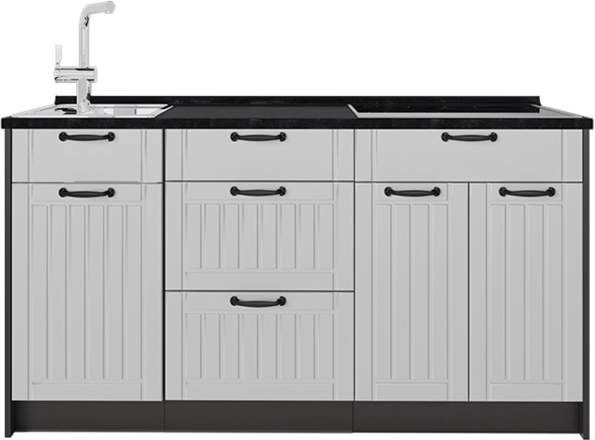 Vicco Keukenblok Fame-Line, Wit Landhuis, 150 cm zonder werkblad