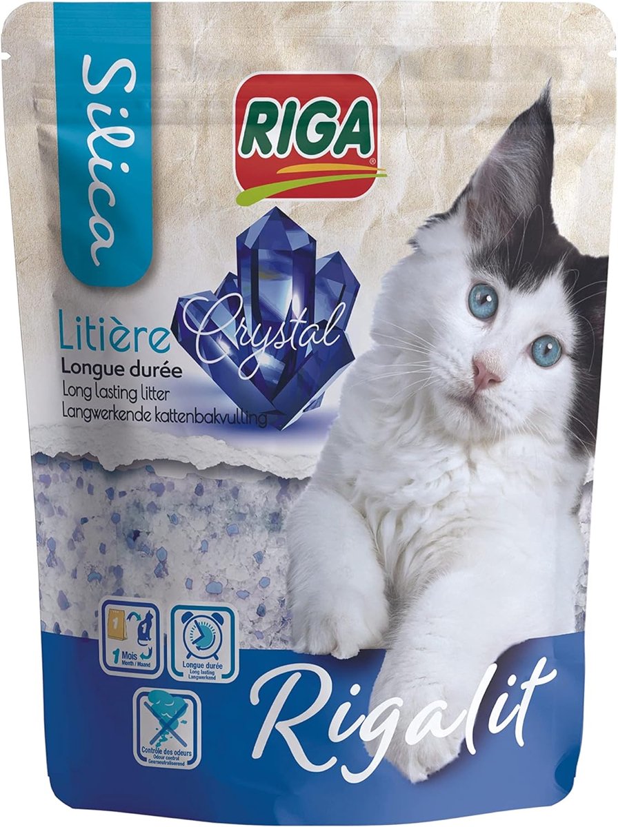 SnelShoppen - RIGA LIT Silica Kattenbakvulling 2.2 kg (5L) - Super Absorberend, Geurverdrijvend, Langdurig Gebruik - Ideaal voor Katten en Kleine Huis