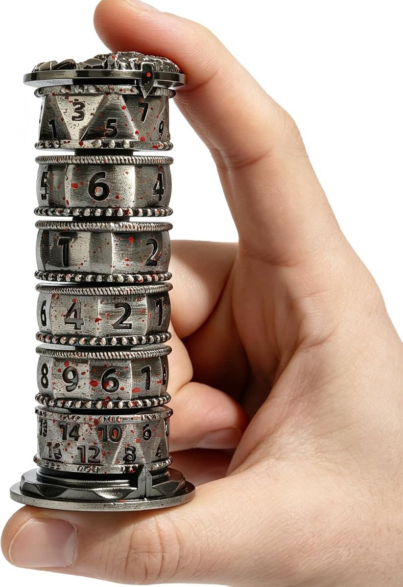 SnelShoppen - Vingertopspinner-dobbelstenen Set, Polyhedron Roterende Metalen Dobbelstenen voor Dungeons en Dragons, Bordspellen, Zilveren Dobbelstene