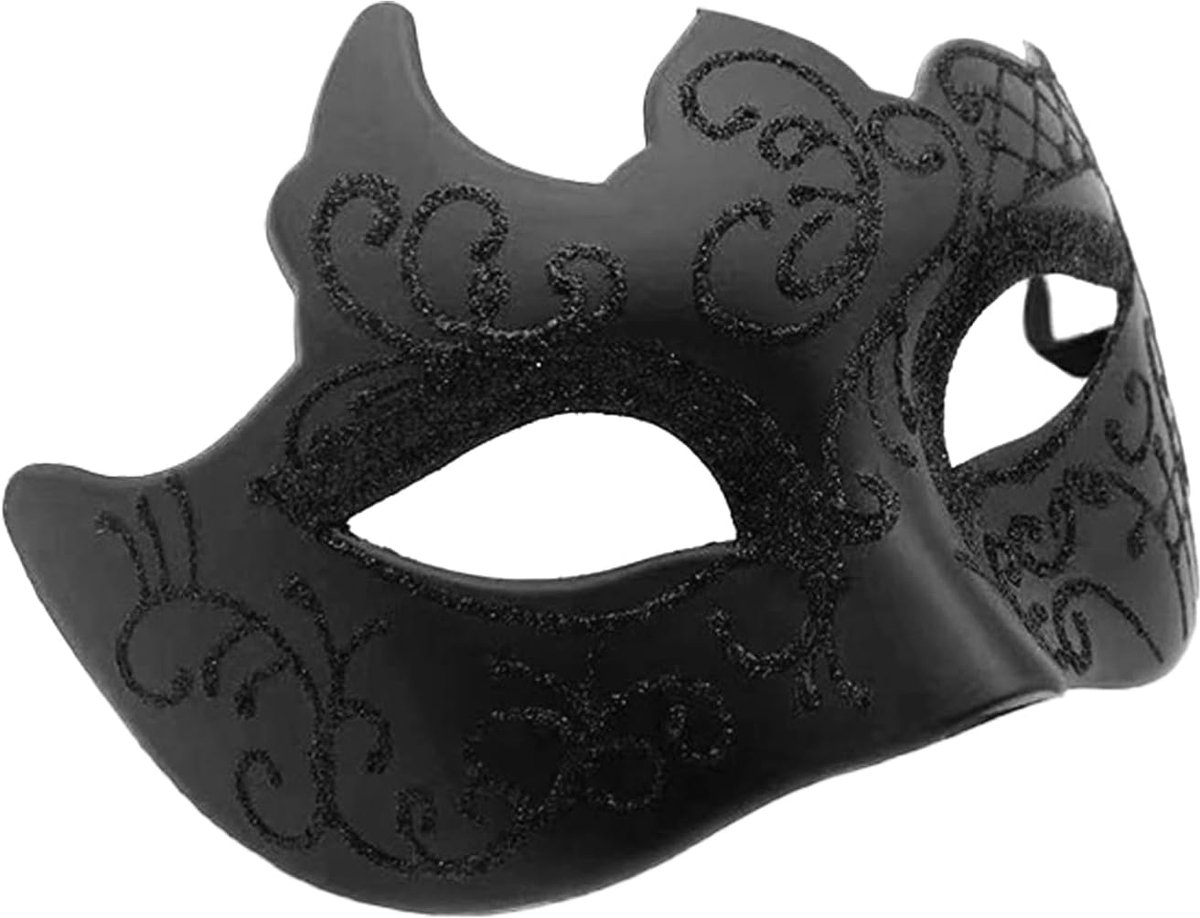 SnelShoppen - Venetiaans masker voor mannen en vrouwen, kostuumaccessoires voor carnaval, Halloween, bruiloft, maskerade, zwart, zwart goud, zwart roo