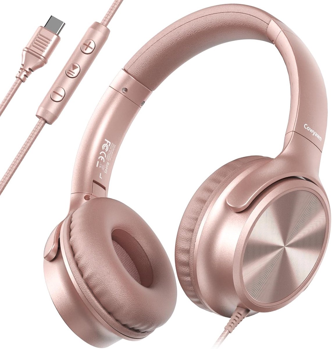 SnelShoppen - USB C Hoofdtelefoon Bedraad Over Ear met Microfoon, HD Stereo Geluid, Volumeregeling, Opvouwbare Hoofdtelefoon voor Volwassenen en Tiene