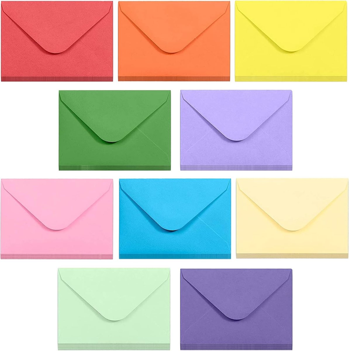 SnelShoppen - 100 Stuks Mini Enveloppen Gekleurd voor Bruiloft, Feest, Uitnodigingen, Wenskaarten, Cadeau - Veelkleurig, Kleine Formaat, Perfect voor