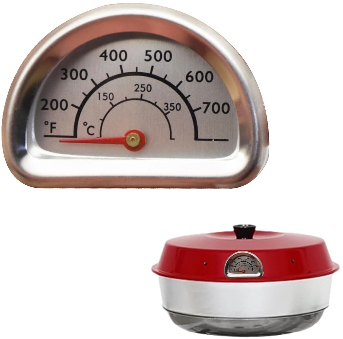 SnelShoppen - Roestvrijstalen Thermometer voor Omnia Oven - Voedselthermometer met 7 cm Sonde - Oventhermometer voor Grill, BBQ, Rookoven - Temperatuu