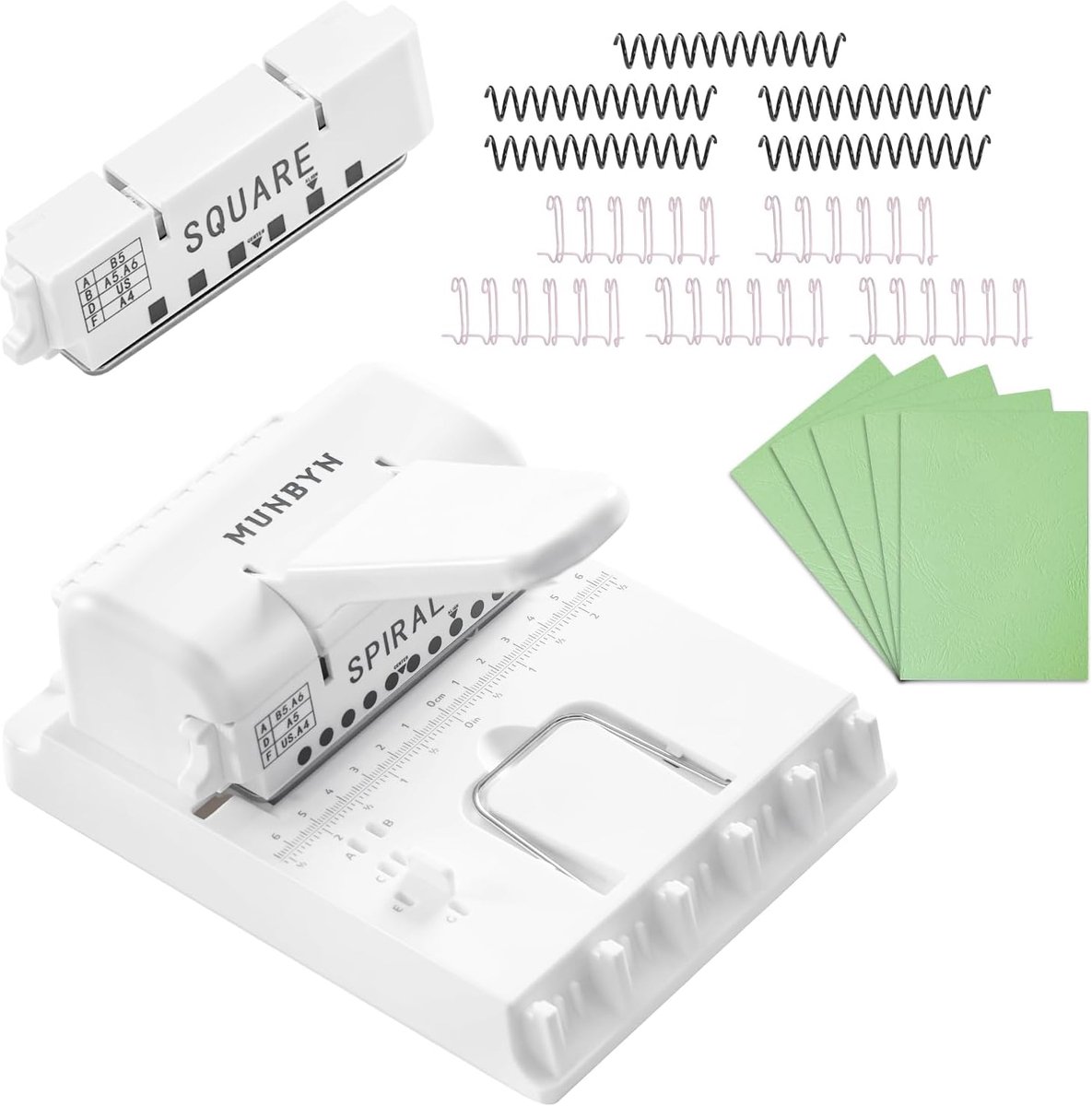 Thijox - Multifunctionele Bindmachine met Verwisselbare Ponskoppen voor A4/A5/B5 Papier, Ideaal voor Planners, Notitieboeken en Scrapbooks - Wit