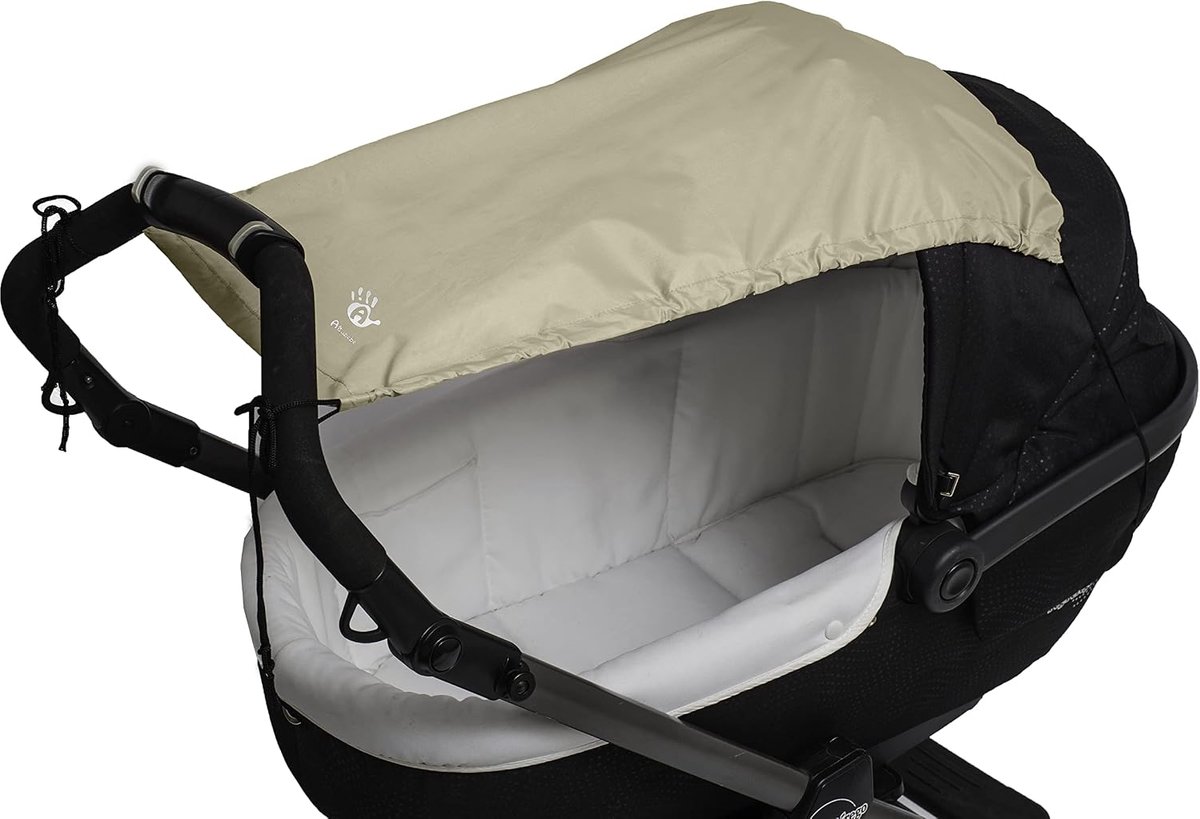 SnelShoppen - UV Beschermende Zonnekap voor Kinderwagens en Buggy's - Beige - Ideaal voor Zomer, Outdoor, en Vakanties - Waterafstotend Oxford Polyest