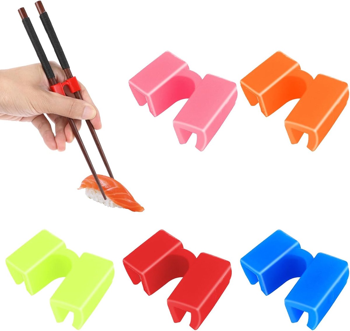 SnelShoppen - Herbruikbare Chopsticks 5 stuks - Kleurige Trainingshulp voor Beginners en Kinderen - Eenvoudig Eten met Chopsticks - Geschikt voor Volw