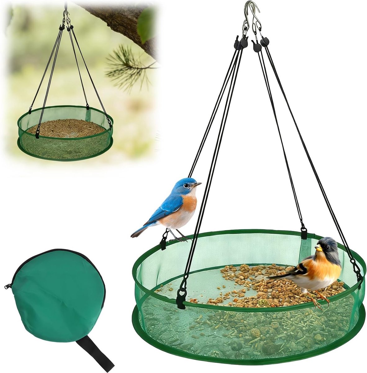 SnelShoppen - Hangende Vogelvoederhanger, Weerbestendige Vogelvoederdispenser van Fiberglasnet, Grote Vogelvoederhuis 20 Inch, Stabiele Voederdispense
