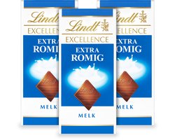 Lindt EXCELLENCE Chocolade Reep Melk - Extra Romige melkchocolade - 100g per reep - 3-pack