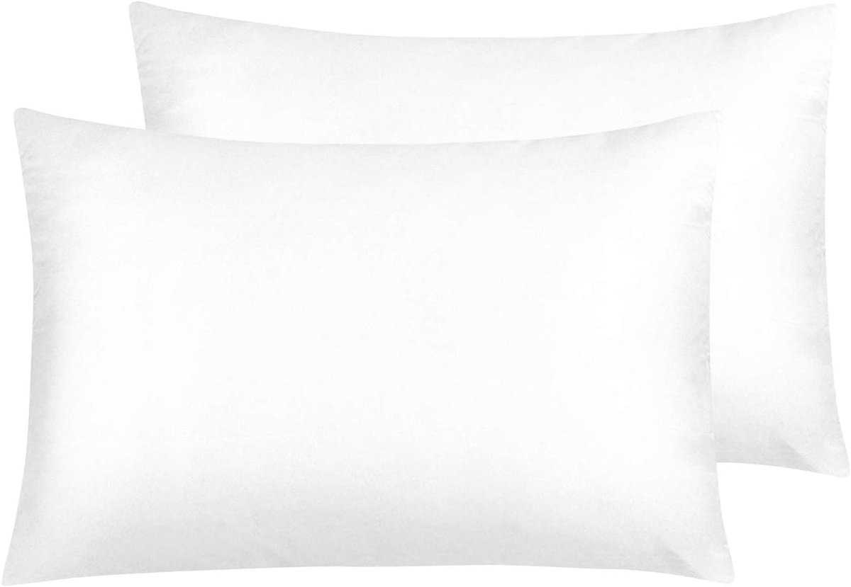 SnelShoppen - Satin Kussensloop met Rits, 2 Stuks Super Zacht, 40x60cm, Wit, Luxe Kussenslopen voor Slaapkamer, Perfect voor Thuisgebruik