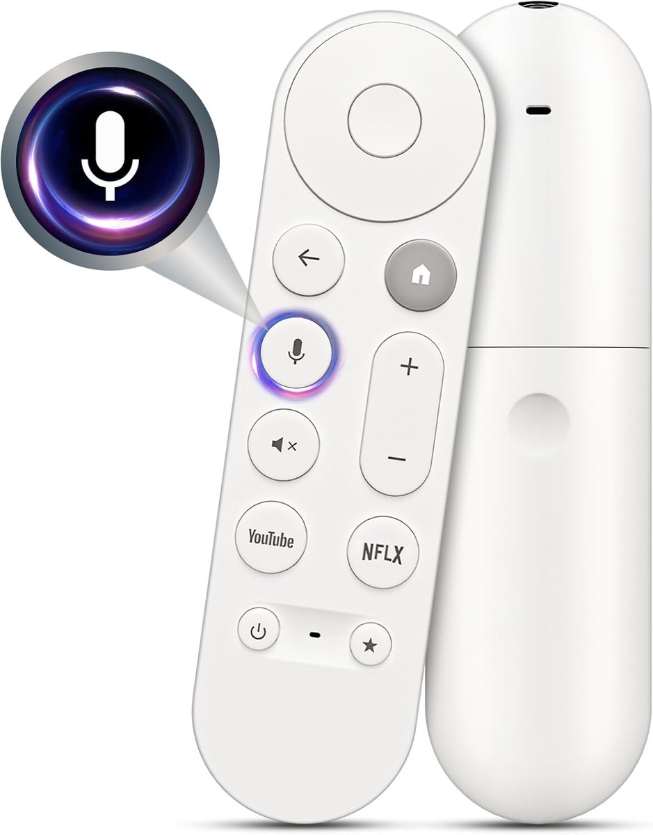SnelShoppen - Vervangende Voice Remote voor Google TV Streamer 4K - Universele Chromecast afstandsbediening met spraakbediening - Compatibel met 4K/HD