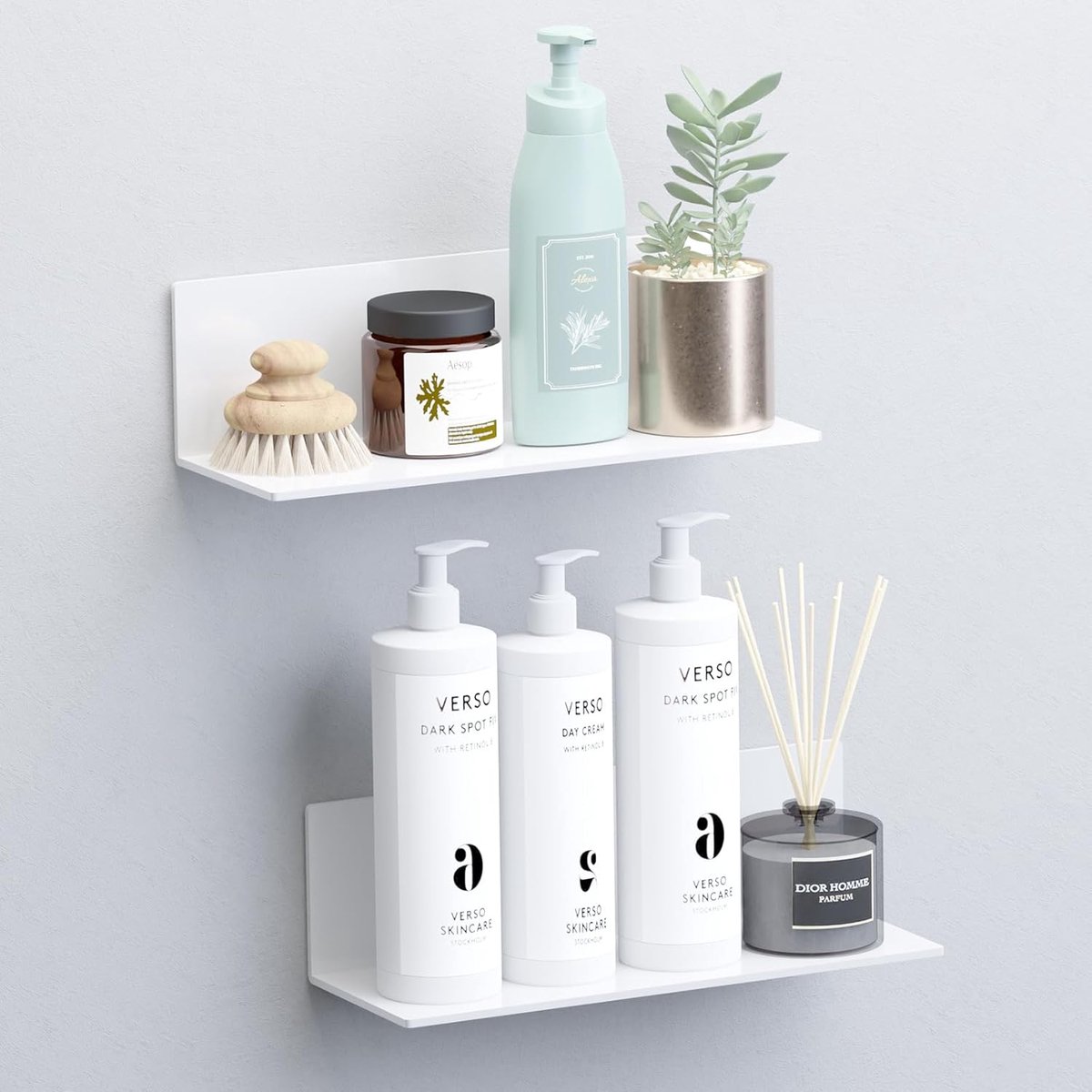 SnelShoppen - Floating Shelf zonder Boren 30cm Wit - Sterke Adhesie, Waterdicht en Roestvrij - Perfect voor Badkamer, Slaapkamer en Keuken - Effectiev