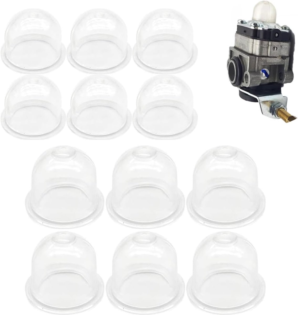 SnelShoppen - 12 Stuks Brandstofpomp voor Bosmaaier, 19mm & 22mm Primer Bulb, Wit Transparant, Carburetor Pomp voor Grasmaaier, Heggenschaar, Kettingz