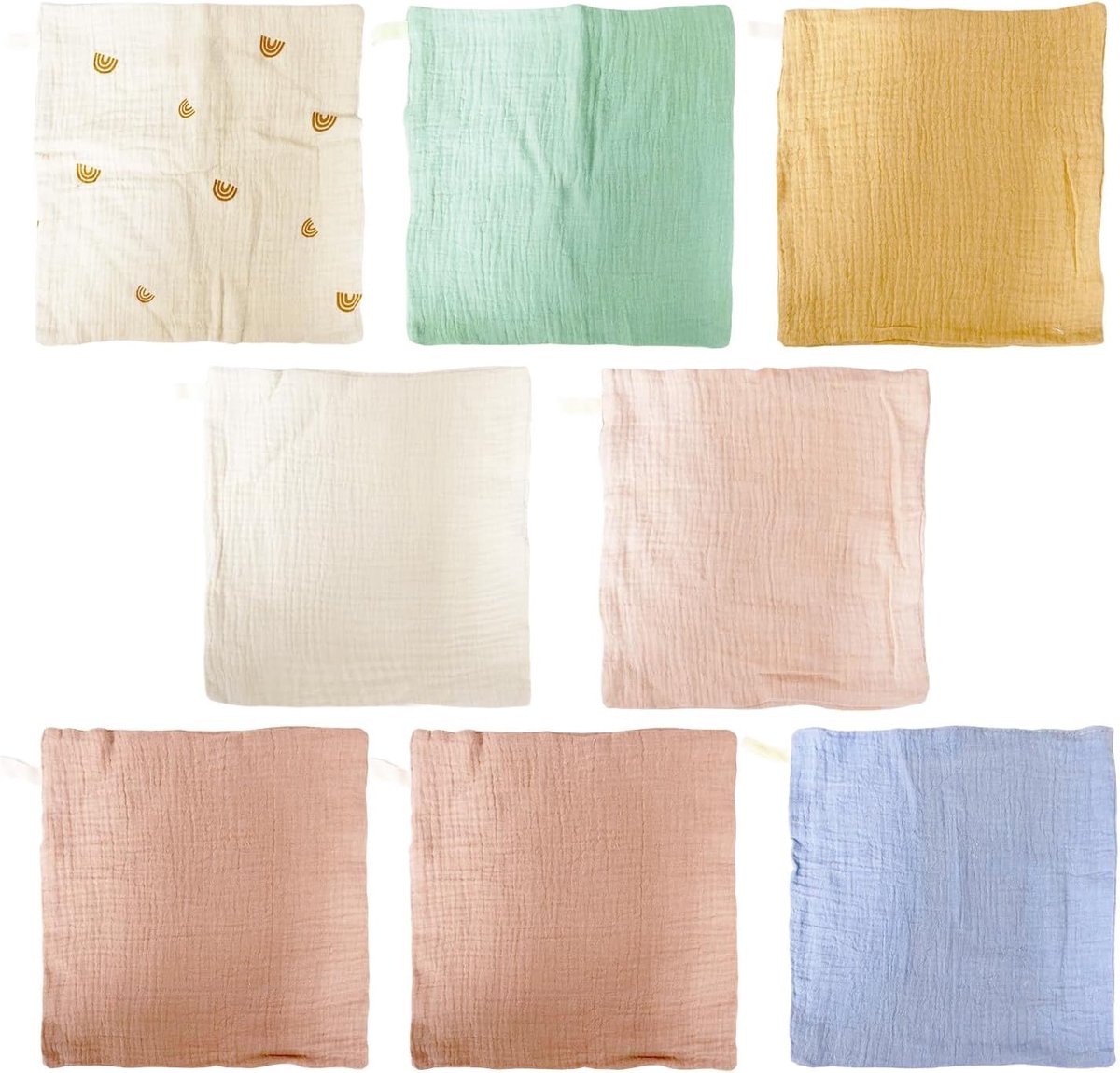 SnelShoppen - 8 Stuks Baby Gaas Slijmdoekjes, Vierkante Handdoeken voor Gezichtsreiniging, Handdoeken voor Voeden en Badderen van Baby's, Zacht Katoen